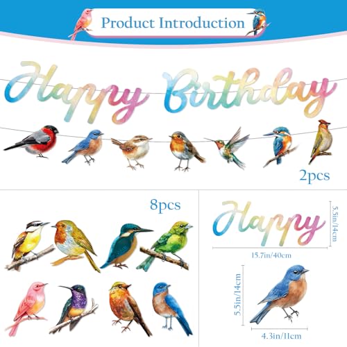 Image of HummingBird Birthday Party Decorations - 10PCS Humming Bird Banners and Hanging Swirls Decor for Bird Theme Party Supplies