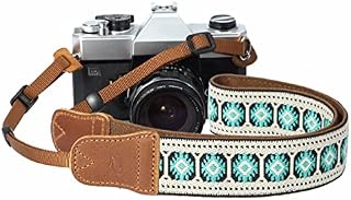 Camera Strap - 1.5" Cowhide Head Shoulder Neck Strap ,Retro Jacquard Embroidery Multi-pattern camera straps for Cameras and Binoculars,Cute Adjustable Thin Strap for Adults & Kids(Vintage White