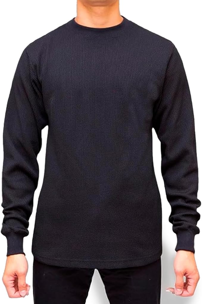 AccessHeavyweight Crew Neck Thermal Shirts for Men, Crafted from Rugged Waffle Knit Fabric, Men's Thermal Long Sleeve Shirt