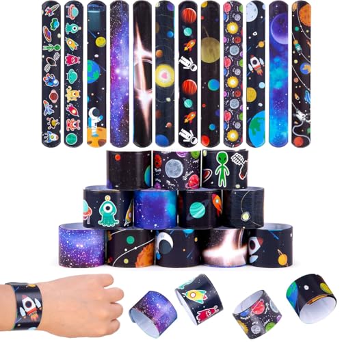 Image of 12PCS Space Slap Bracelets for Kids, Galaxy Party Favor Wristbands | 12PCS Space Slap Bracelets with Galaxy and Astronaut Designs, Perfect Party Favors for Kids