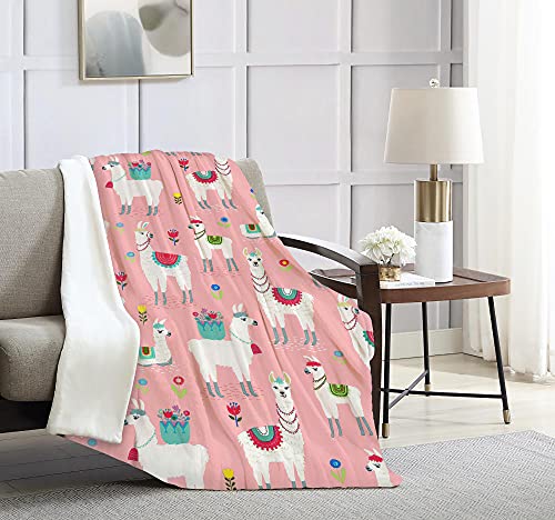 Colla Cute Llama Blanket For Girls Kids, Soft Fluffy Plush Fleece Throw Blanket For Kids Pink Throw Blankets For Couch Bed Sofa 50X40 Inch #TOP1