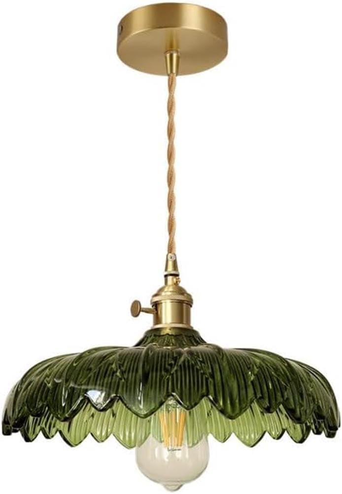 Moderne Lampe Suspendue en Verre Ondulé Fleur Vintage Suspension Déco