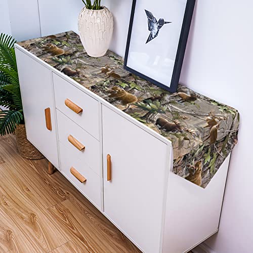 Cotton Linen Table Runner Camo Rustic Deer Elk Bird Bear Non-Slip Burlap Tablecloth For Holiday Dinner Parties Wedding Home Decor 13" X 36" #TOP3