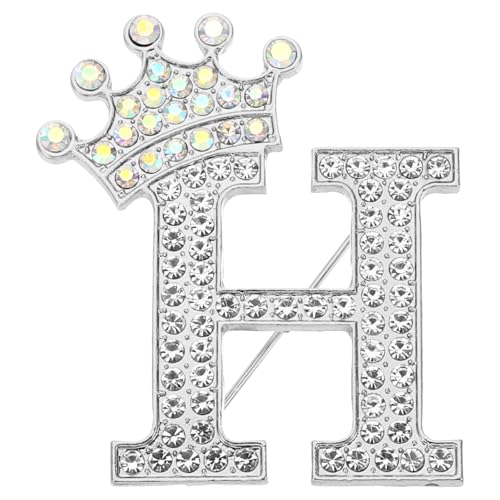 Image of PATIKIL Letter Brooch Pins, Crown Initial Rhinestone Alphabet Letter Lapel Badges Pin for Women Suits
