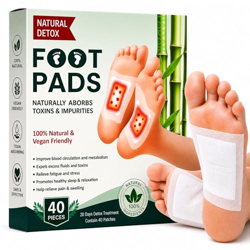 Image of Herbal Detox Foot Pads (Pack of 40) | Natural Bamboo Vinegar Foot Patch for Relaxation & Sleep Support | Gentle Herbal Ingredients for Daily Wellness, Foot Care & Comfort | Easy Overnight Use