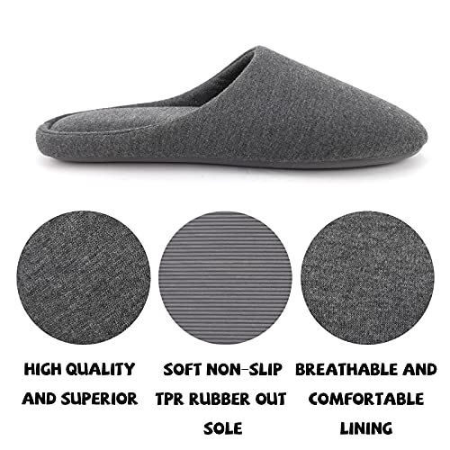 ofoot Women's Memory Foam Cotton House Slippers for Summer - Comfortable,Washable Indoor Bedroom Shoes with Non-Slip Rubber Outsoles (Charcoal Grey, US 7-8)2