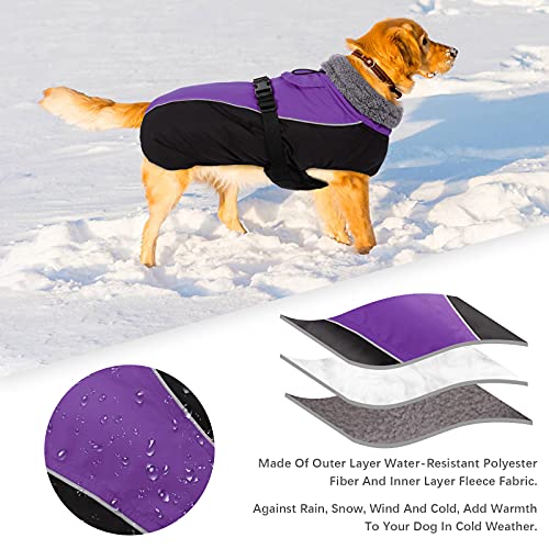 Idomik Dog Coat Warm Dog Winter Coat, Waterproof Dog Jacket For Large Dogs, Reflective Fleece Dog Cold Weather Coat With High Collar, Dog Snow Jacket Snowsuit Vest For Small Medium Large Dogs,M #TOP2