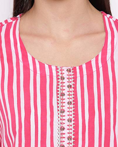 Image of Vbuyz Womens's Cotton Printed and Handwork Kurta