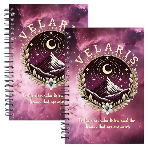Carnets Velaris Acotar lot de 2 cahiers à spirale rose pour amoureux de livres