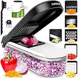 Multifuncional Cortador de Verdura Mandolina de Cocina Profesional - Manual Picador de Verduras Patatas Cebolla - Rallador Verduras y Queso - Gadgets Cocina (Compacto 6-en-1 Blanco)