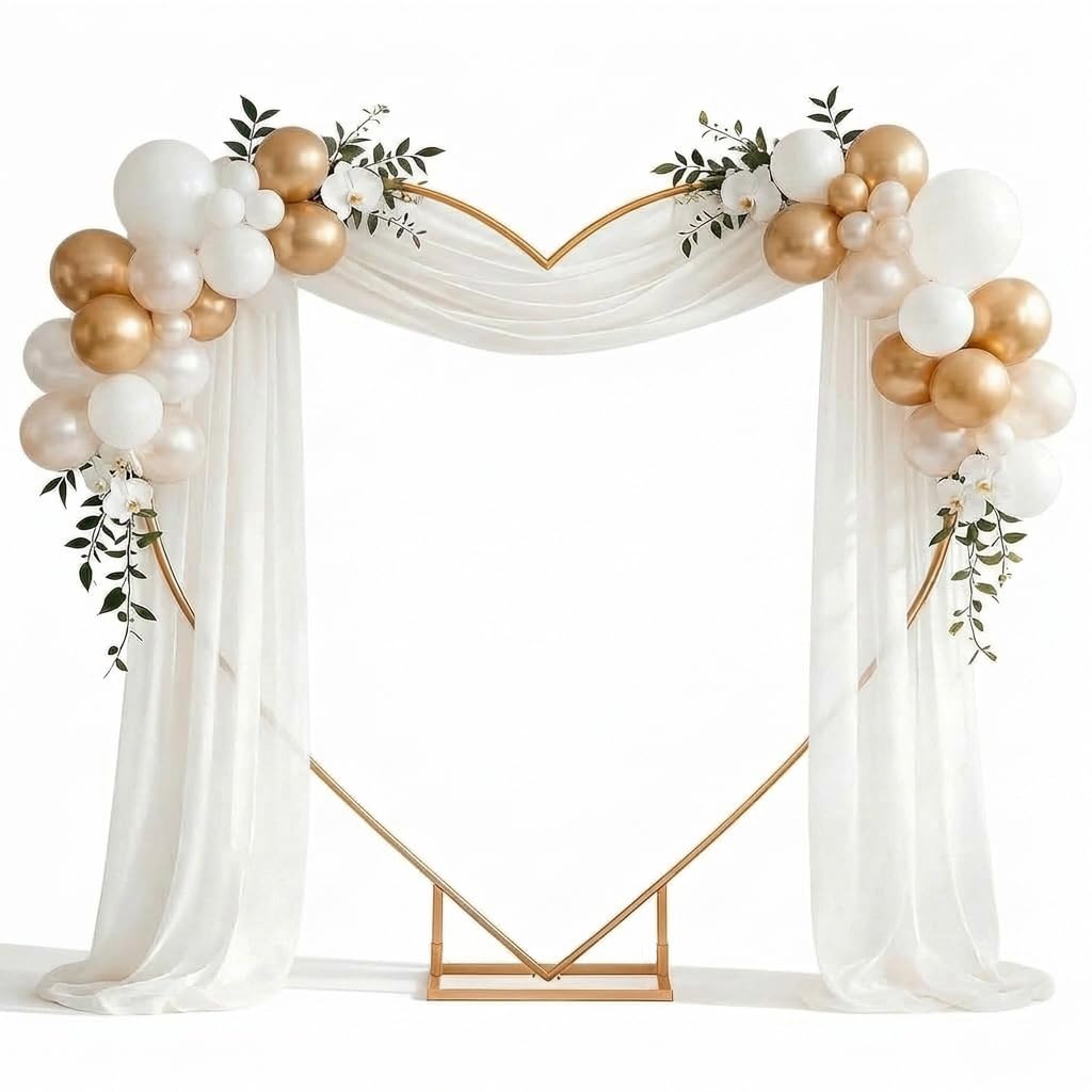 ORTIZA® Heart Shaped Balloon Arch Frame Stand, Metal Wedding Backdrop Hoop, Freestanding Romantic Photo Booth Frame Balloon Garland Decorations for Weddings, Anniversaries, Party, 6.6x6.6ft-image-22