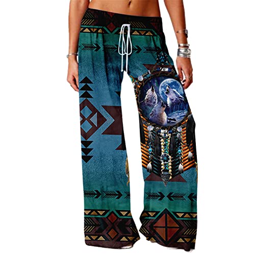 SIAOMA Native Indians Pants Women's Native American Plus Size Casual Pants Trousers