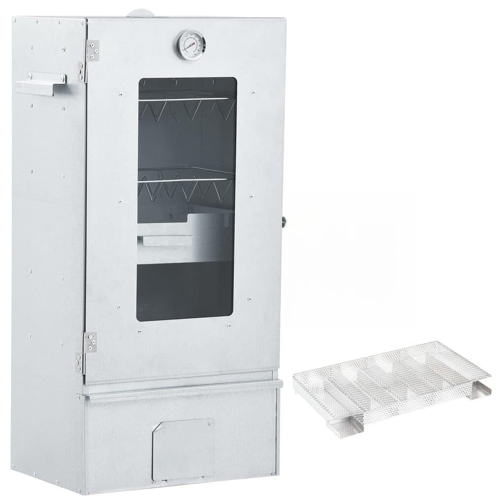 Forno affumicatore con generatore di affumicatura a freddo in acciaio zincato per carne e pesce, 44,5 x 29 x 83 cm, con termometro e finestra in vetro