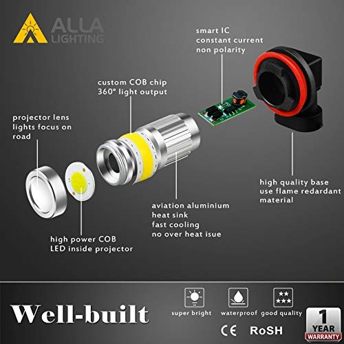 image for Alla Lighting 2800lm H16 LED Bulb 3000K Amber Yellow Xtreme Super Brig