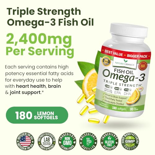 Image of Triple Strength Omega 3 Fish Oil for Heart Health, Brain & Eyes - Burpless