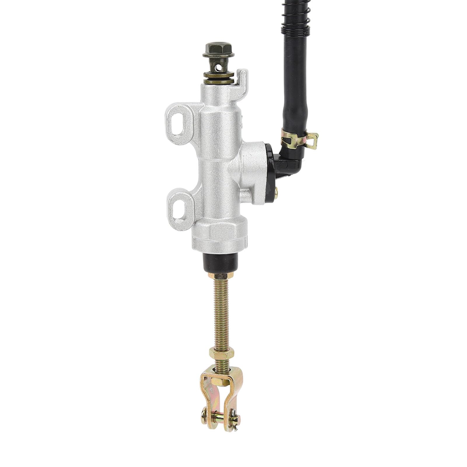 Maître-cylindre de frein arrière, réservoir de pompe de maître-cylindre hydraulique de frein à pied arrière pour moto Dirt Bike ATV Go Kart(blanc)