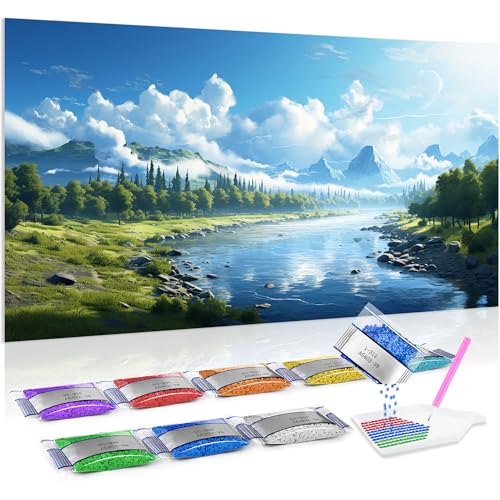 Punto de cruz diamante paisaje pacífico Jumpdot: cuadros de decoración para salón grandes