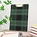OTVEE Christmas Green Tartan Plaid Clipboard Standard A4 Size Decorative 12.5x9 inch Acrylic Clipboards for Office Writing Drawing