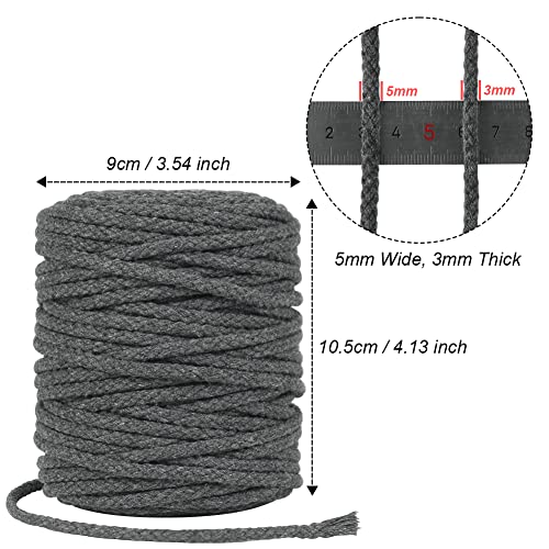 Tenn Well Gray Macrame Cord, 165 Feet 5mm Wide Braided Cotton Rope for Macrame Plant Hangers, Wall Hangings, Drawstring, DIY Crafts - Image 5