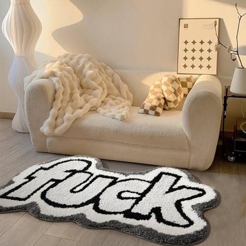 RoomTalks Boho Black and White Extra Long Bathroom Rugs Shower Floor Bath Runner 24''W x 51''L Non Slip Washable, Cute Trendy Groovy Funky Cool Small Bedroom Rugs Dorm College Bedside Accent Floor Mat