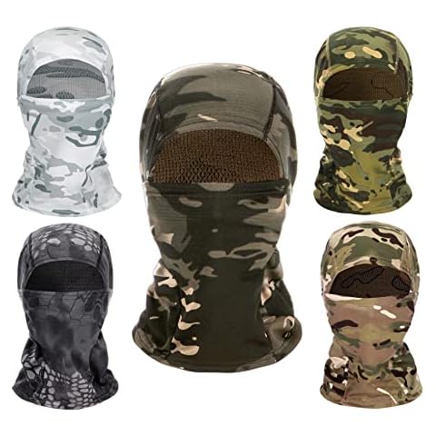 5 Pack Neck Gaiter Balaclava Bandana Headwear Face Cover Mask Headband for Women Men, #a Camo, One Size Cover