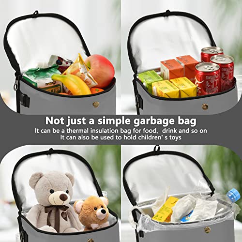 Image of Wudan Small Car Trash Can Gray Accessories for Garbage Storage Organizer with Lid Grey Waterproof Portable Auto and Truck Interior Seat Bin