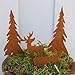 Gartenstecker Elch und Tanne 4er Set zum Stecken Rostdeko für Advent Weihnachten