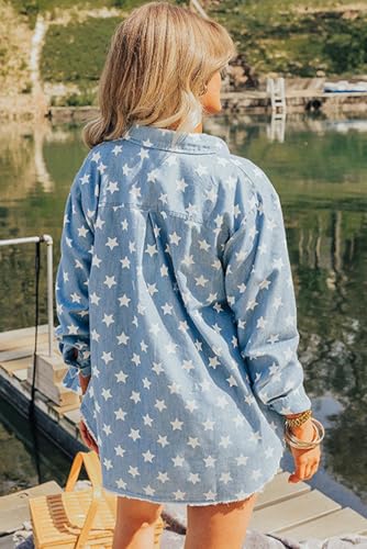 Comfortable and Versatile Denim Jacket with Star Print - Perfect for Daily Wear3