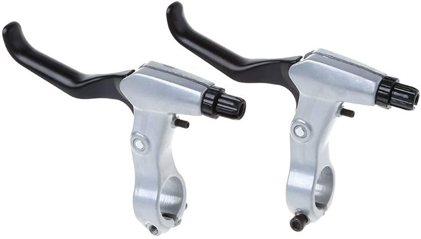 BATLAM Leva Freno Bicicletta 2 Pezzi Alluminio MTB Bici da Strada manovella Bicicletta Leve Freno Bicicletta (Colore : Grigio Scuro) (Nero) (Grigio ， Argento)