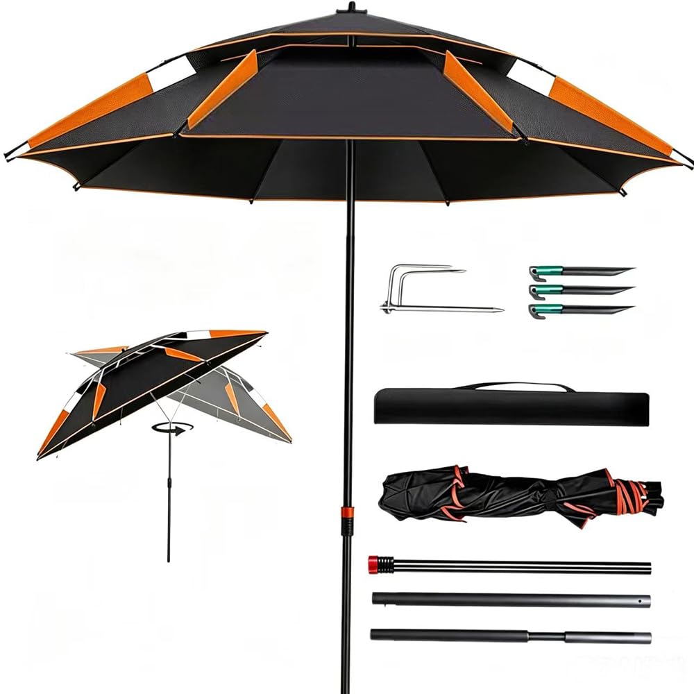 PASLFC Sonnenschirm Strand Windfest Stabil, Strandschirm, 360° frei dreh, Parasol, Beach Umbrella, UV-Schutz Wärmeisolierung, Atmungsaktives Geeignet für Balkon, Garten, Strand und Außenaktivitäten