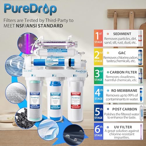 Image of PureDrop RTW5U Reverse Osmosis Water Filter System with UV Protection