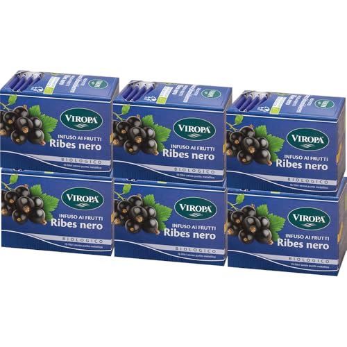 VIROPA Ribes Nero BIO – Tisana ai Frutti da Agricoltura Biologica – 6 Confezioni da 15 Filtri – Infuso con Mela, Rosa Canina, Ibisco e Ribes – Senza Glutine e Senza Caffeina – Made in Alto Adige