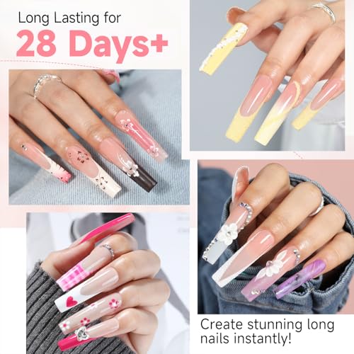 Image of UNA GELLA No C Curve Nail Tips 504 PCS Extra Long XXL Tapered Square Nail Tips Half Cover Nails tips Straight Shape For French Acrylic Nails False Fake Clear Tips Square Shape with Box