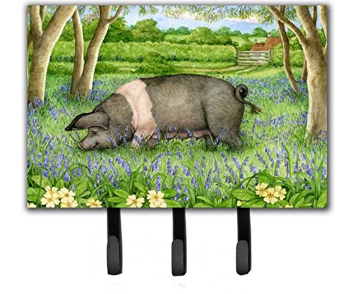 Pig in Bluebells by Debbie Cook Leash or Key Holder