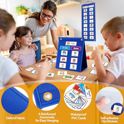 Torlam Visual Schedule for Kids Chore Chart, Morning Bedtime Routine Chart for Toddlers, Responsibility Daily Schedule Board Communication Cards Autism Learning Materials for Home School, 86 Cards - Image 5