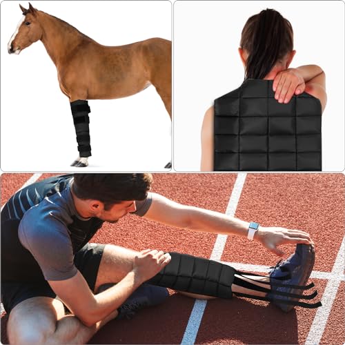 Image of QWORK Horse Ice Leg Wraps - Reusable Gel Ice Pack Therapy Set of 2 - for Horses Injuries, Swelling, Arthritis, Black