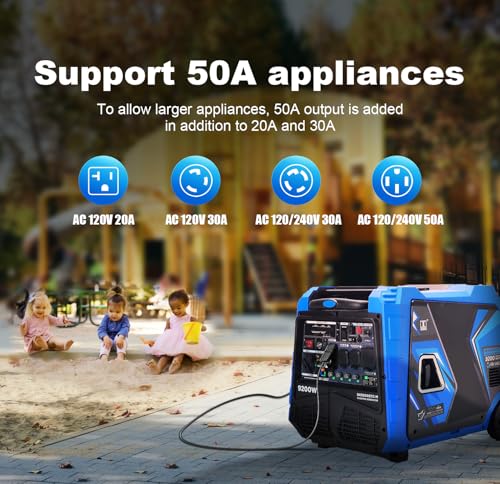 DK 9200W Generator, Tri-fuel, Gas LPG NG, 120V/240V Output, Remote & Electric Start, 5-20R L5-30P 14-30R 14-50P, for Backup Power Outage Home - Image 5