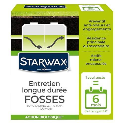 STARWAX - Entretien Longue Durée Fosses - Préventif Anti-odeur et engorgements - Actifs micro-encapsulés - Action Biologique - Fabriqué en France - 500 g -...