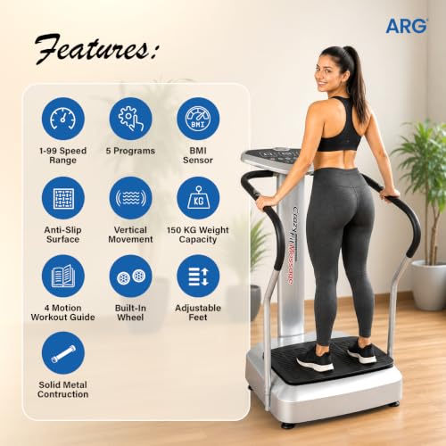 Image of ARG AROGYA Crazy fit Massager Vibration Platform Machine | Full Body Vibration Exercise & Massage Platform | Adjustable 1-99 Speed Levels for Home & Gym Workout Machine