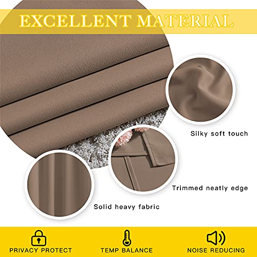 NICETOWN Blackout Blinds for Patio Door, Sliding Door Insulated Blackout Curtains, Extra Wide Curtain with Grommet Top for Villa/Hall/Parlor (Cappuccino, 80 inches W x 84 inches L)