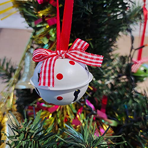 24Pcs Christmas Jingle Bells For Decoration In Red White Green, Jingle Bells With Star Cutouts Christmas Metal Bells, For Christmas Tree Decor Wreath Window Door Holiday Party Supplies (24Pcs) #TOP4