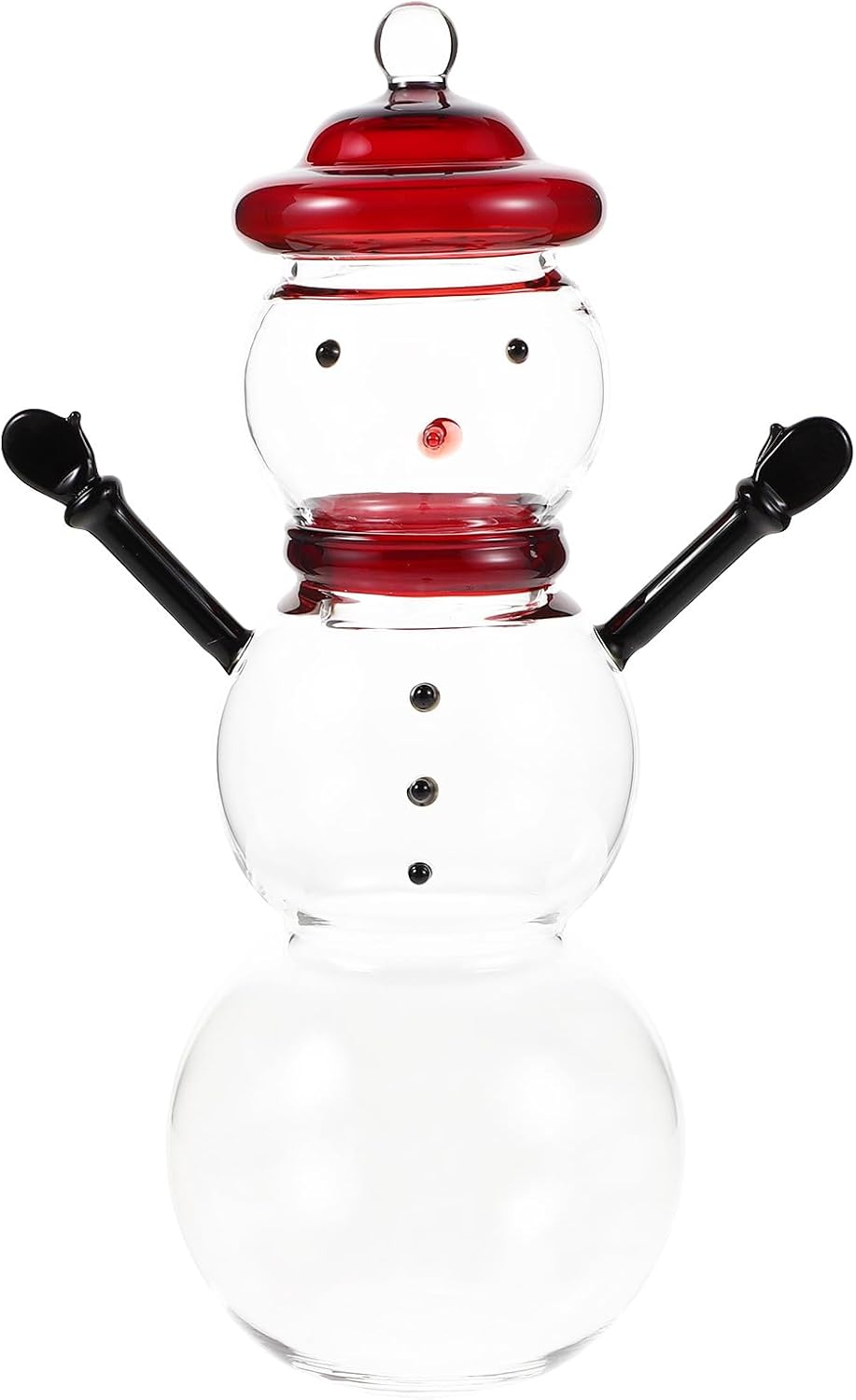 Cute Snowman Glass Candy Jar: Decorative Storage Container - Glass Snowman Decor For Home - Holiday Party Candy Holder With Lid