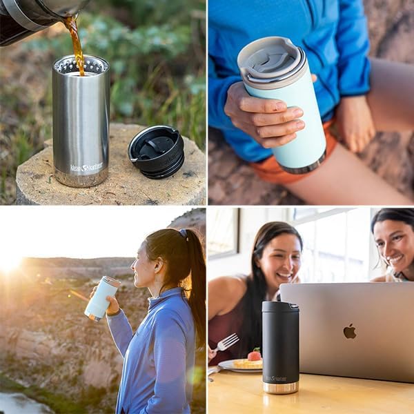 Klean Kanteen TKWide Insulated Coffee Tumbler with Café Cap - Stainless Steel - Sea Spray - Image 4