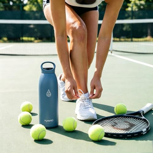 Image of 32oz Insulated Stainless Steel Water Bottle with Handle, Double Wall BPA-Free Metal Water Bottle, Leakproof, Keeps Cold 24H & Hot 12H, Ideal for Gym, Office, Hiking, Blue