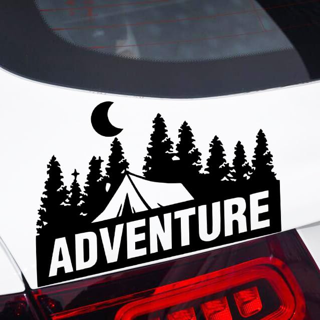 SOLDOUTAdventure Mountain Nature Camping Car Truck Laptop Reflective Waterproof Vinyl Decal Car Stickers (15x11cm, Black)