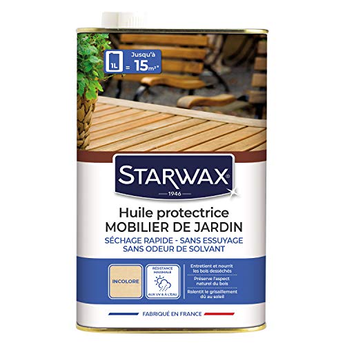STARWAX Huile Protectrice Application Facile Teinte Incolore - 1L - Idéal pour Nourrir et Protéger les Bois Desséchés