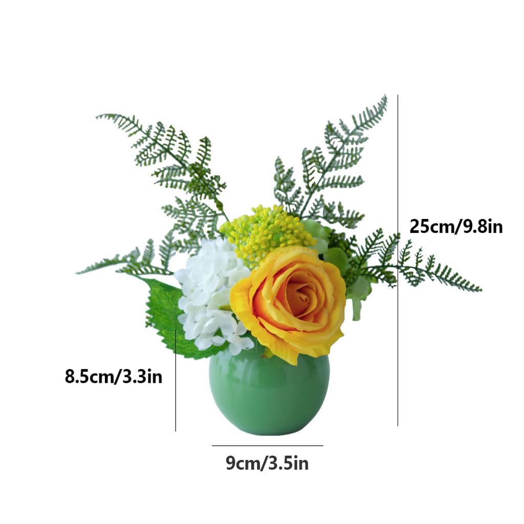 Sztuczne kwiaty do dekoracji, sztuczne róże, sztuczne hortensje w szklanym wazonie, sztuczne bonsai w wazonie, do dekoracji wnętrz, domu, B, B (Bb)