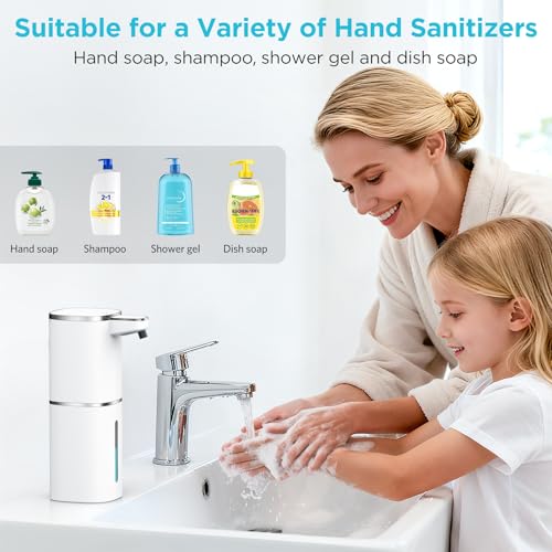 HAPPHOOH Seifenspender Automatisch Wandbefestigung,400ml Elektrischer Seifenspender mit Sensor Infrarot USB Wiederaufladbar,IPX5 Wasserdicht für Küchen,Bad,Schule,Hotel