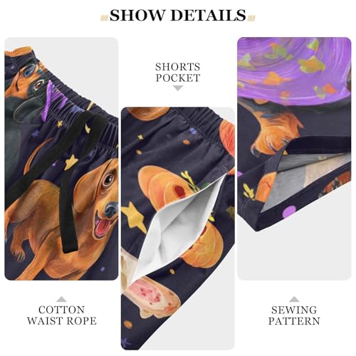 Dachshund Halloween Pumpkin Pajama Bottom Shorts for Men Soft Casual Sleep Lounge Shorts with Pockets S-XXL4