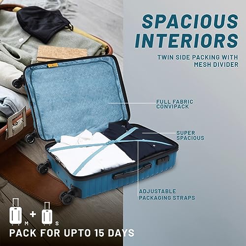 Image of Aristocrat Air Pro Trolley Bag Set of 2 Polypropylene Spinner Wheels Hard Luggage (55Cm and 66Cm) | Cabin and Medium Check-in Luggage | Secured Combination Lock | Cross Teal | Unisex
